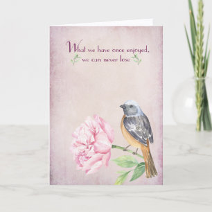 Watercolor Robin on Peony Sympathy Card