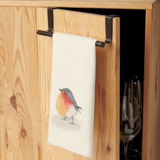 Watercolor Robin Tea Towel