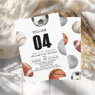 Watercolor Rockie year sports 4th birthday party Invitation