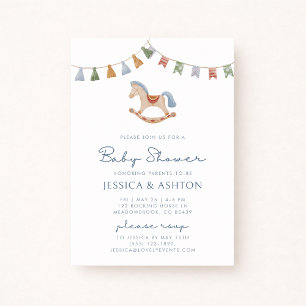 Watercolor Rocking Horese, Baby Shower  Invitation