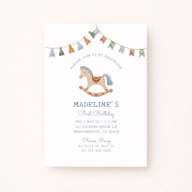 Watercolor Rocking Horese, Birthday Invitation  (Creator Uploaded)