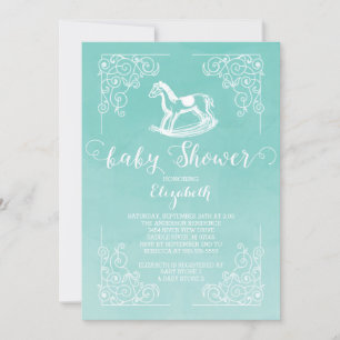 Watercolor Rocking Horse Baby Shower Invitation