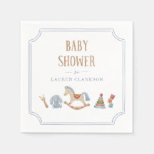 Watercolor Rocking Horse Baby Shower Napkins