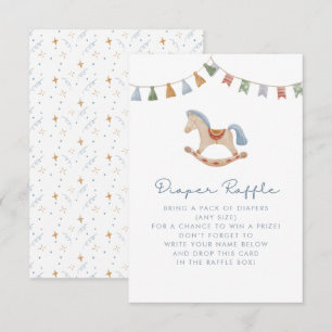 Watercolor Rocking Horse, Diaper Raffle card