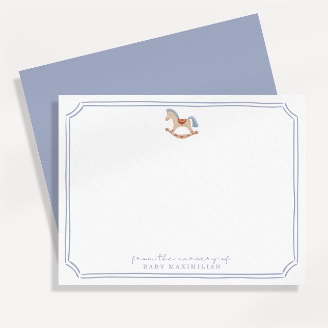 Watercolor Rocking Horse Nursery Note Card (Creator Uploaded)
