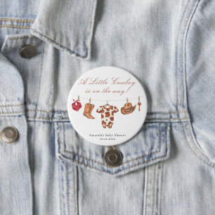 Watercolor Rodeo Western Cowboy Baby Shower 7.5 Cm Round Badge
