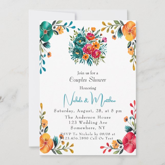 Watercolor Romance Couples Shower Invitation (Front)