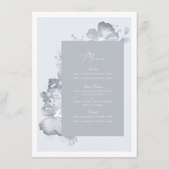 Watercolor Romance Menu Card (Front)