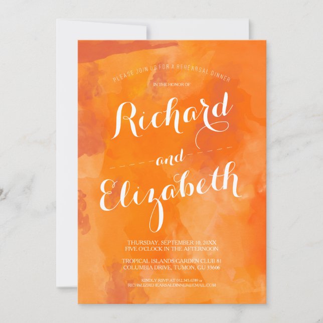 Watercolor Romance Rehearsal Dinner Invite (Front)