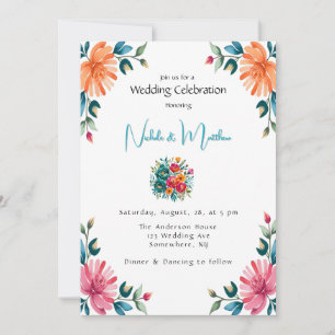 Watercolor Romance Wedding Celebration Invitation