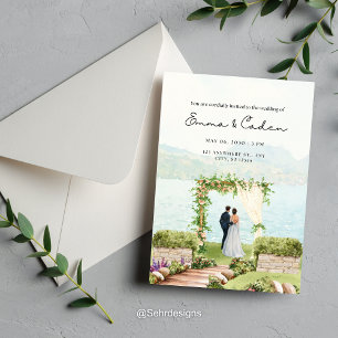 Watercolor Romantic Archway Wedding Invitation