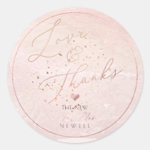 Watercolor Romantic Blush Coastal Beach Thank You Classic Round Sticker