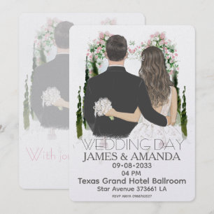Watercolor Romantic Couple On Budget Invitation