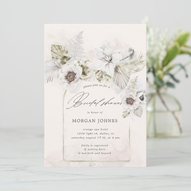watercolor romantic floral Bridal Shower Invite (Standing Front)