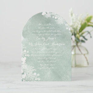 Watercolor Romantic Floral Sage Green Wedding Invitation