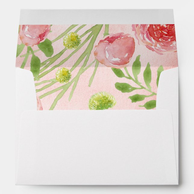 Watercolor Romantic Roses Wedding Envelopes (Back (Bottom))
