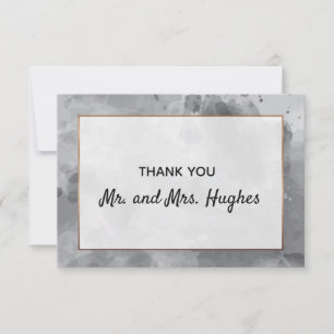 Watercolor Romantic wedding grayish thank you Card