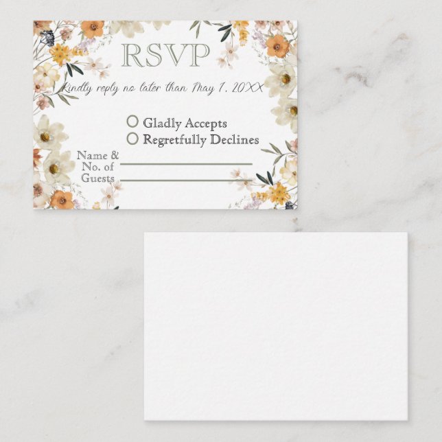 Watercolor Romantic Wildflowers RSVP Card (Front/Back)