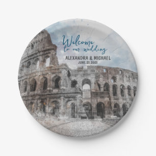 Watercolor Rome Italy Disposable Party Plates 