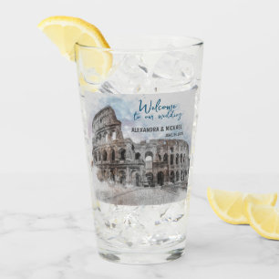 Watercolor Rome, Italy Glass