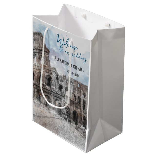 Watercolor Rome, Italy Medium Gift Bag (Front Angled)