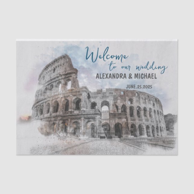 Watercolor Rome, Italy Tissue Paper (Front)