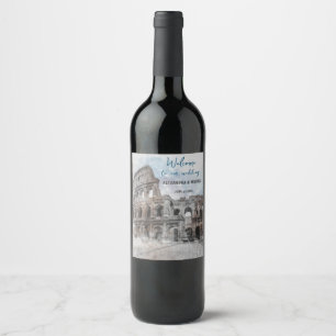 Watercolor Rome Italy Wine Label – Elegant Custom
