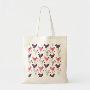 Watercolor Rooster Floral Pattern Tote Bag