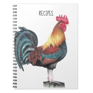 Watercolor Rooster Recipe Notebook