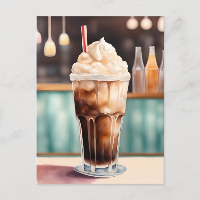 Watercolor, Root beer, Postcrossing Postcard (Front)