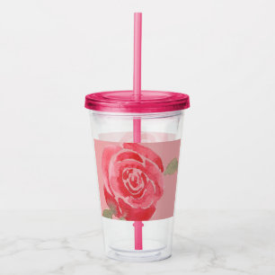 Watercolor Rose Acrylic Tumbler
