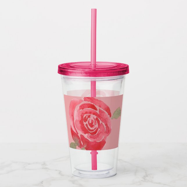 Watercolor Rose Acrylic Tumbler (Front)