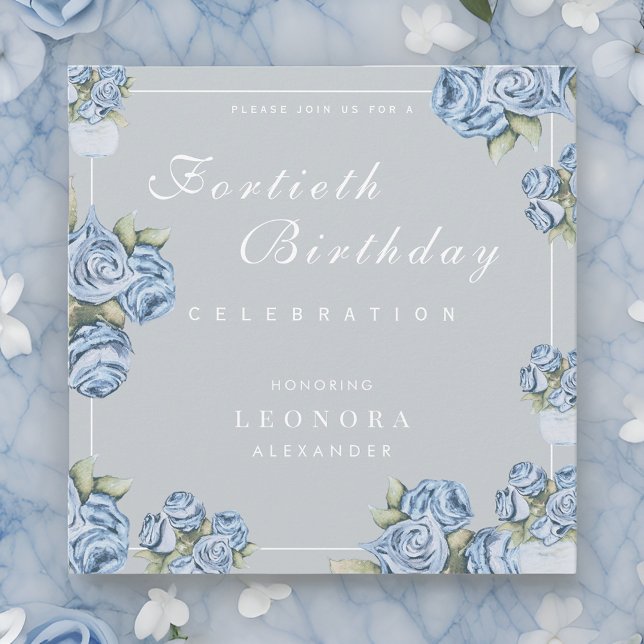 Watercolor Rose ANY Milestone Floral Birthday Invitation (Creator Uploaded)
