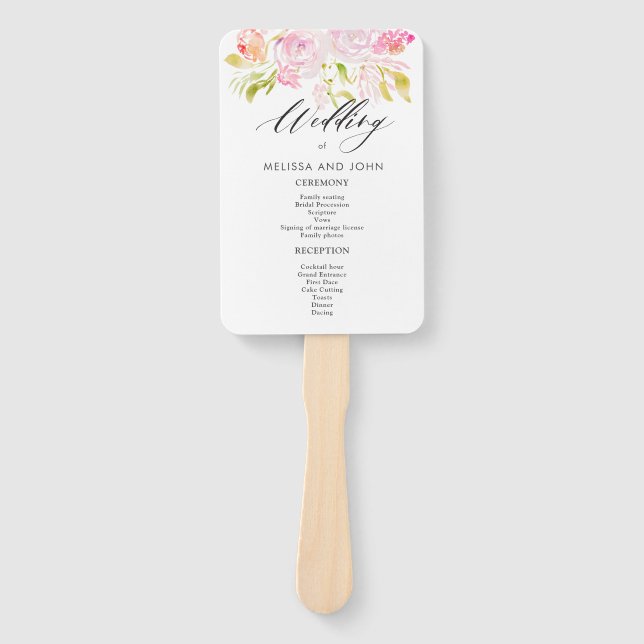 Watercolor Rose Blouquet Hand Fan (Front)