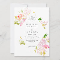 Watercolor Rose Bouquet Diamond Wedding