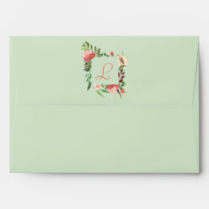 Watercolor Rose Bouquet Framed Monogram Envelope