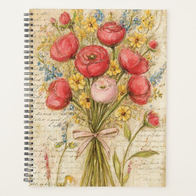 Watercolor Rose Bouquet Planner (Front)