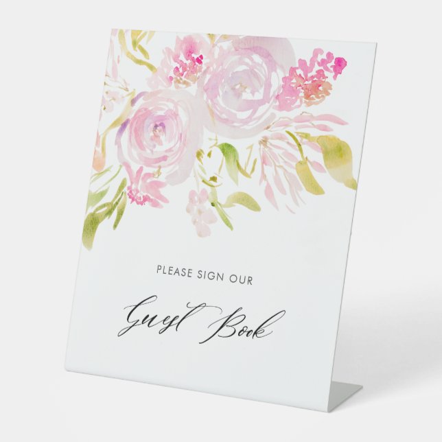 Watercolor rose bouquet Please sign our Guest Book (Front)