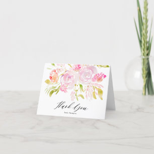 Watercolor Rose bouquet Thank You Card