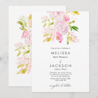 Watercolor Rose bouquet  Wedding Invitation
