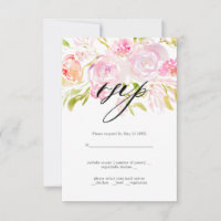 Watercolor Rose bouquet Wedding RSVP 