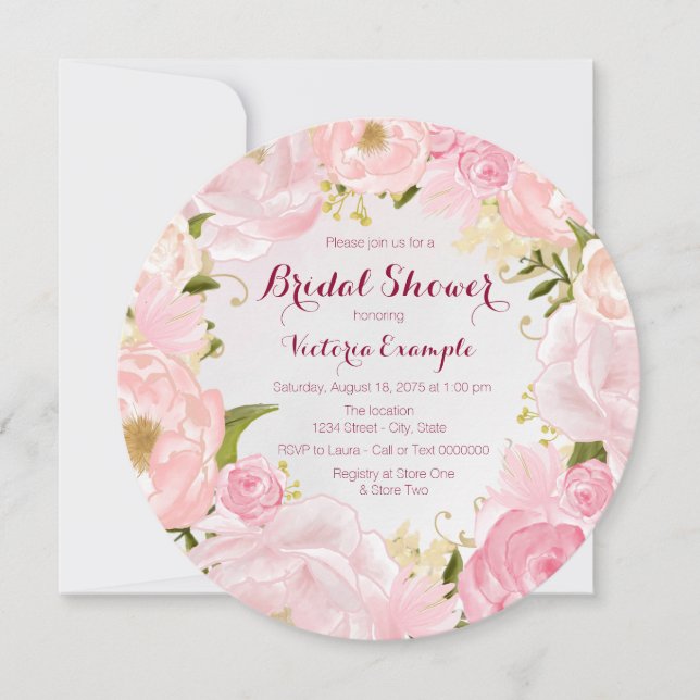 Watercolor Rose Bridal Shower Invitation (Front)