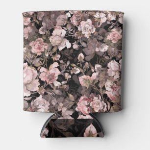Watercolor Rose Bud Bouquet Pattern Can Cooler
