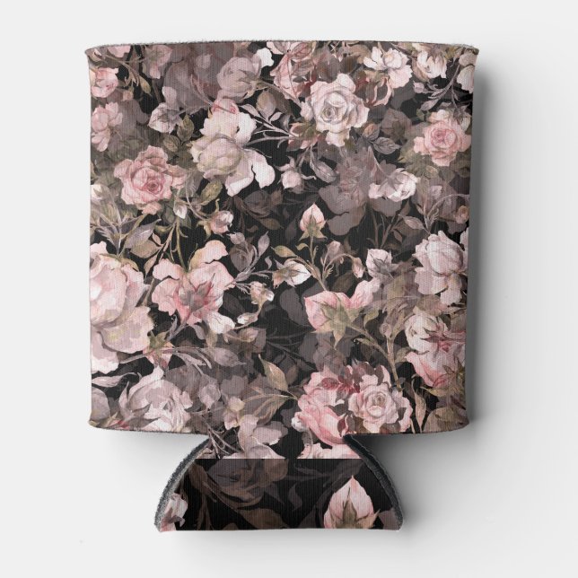 Watercolor Rose Bud Bouquet Pattern Can Cooler (Front)