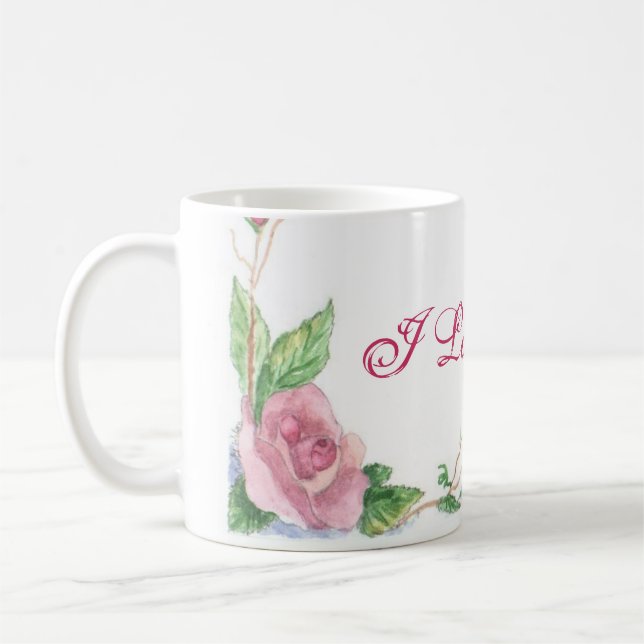 Watercolor Rose Coffee Mug (Left)
