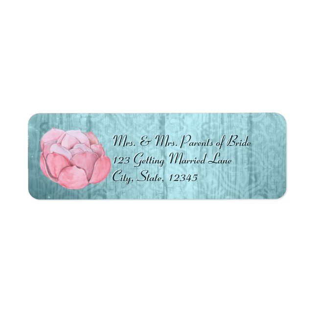 Watercolor Rose-coloured Succulent Rustic Teal (Front)