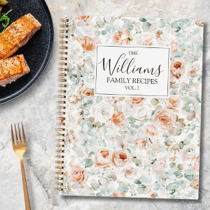 Watercolor Rose Eucalyptus Floral Family Recipe Notebook