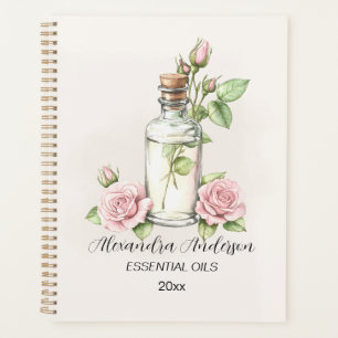 Watercolor Rose Floral Aromatherapy Essential Oils Planner