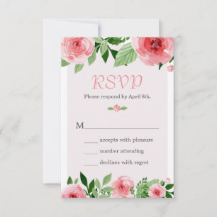 Watercolor Rose Floral Botanical RSVP Respond Card
