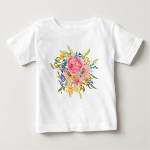 Watercolor Rose Floral Bouquet Baby T-Shirt